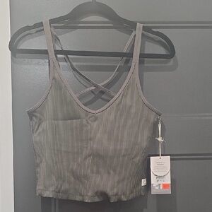 Vuori Gray Striped Tank Top